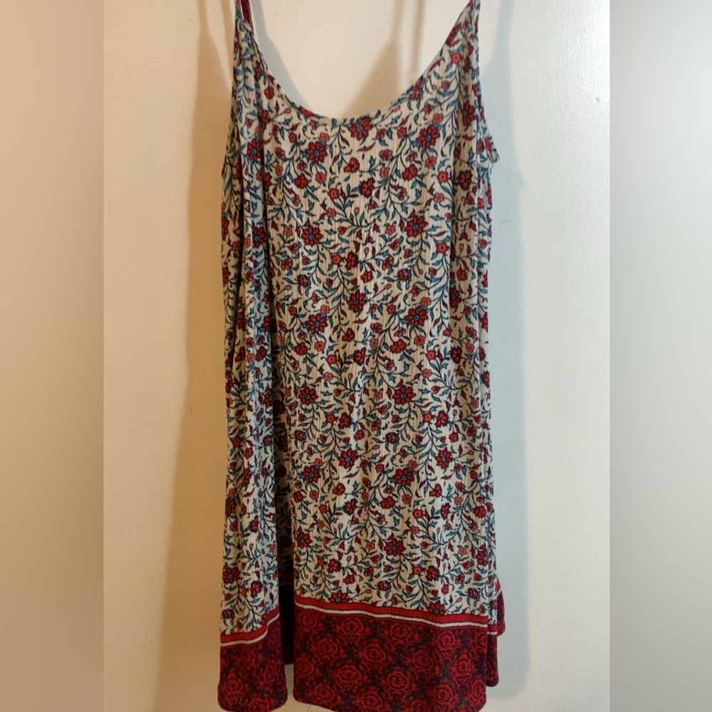 Chloe K Red and Blue Floral Tank Top